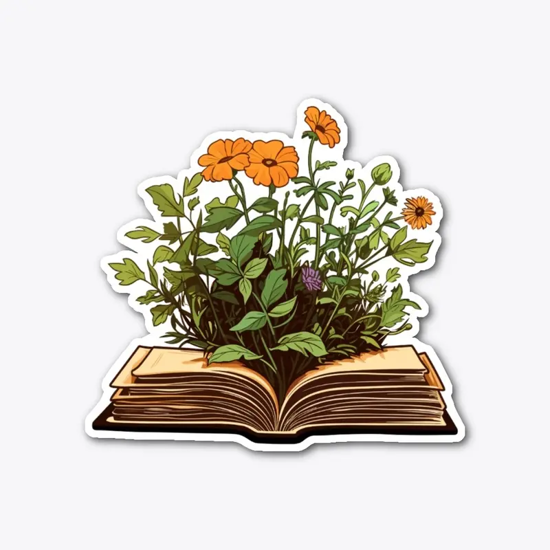 flowers growing from book